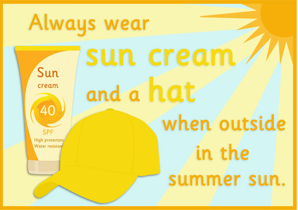 sun hat and sun cream