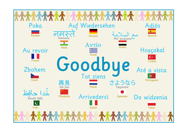 Early Learning Resources Multilingual Goodbye Poster Free Early 