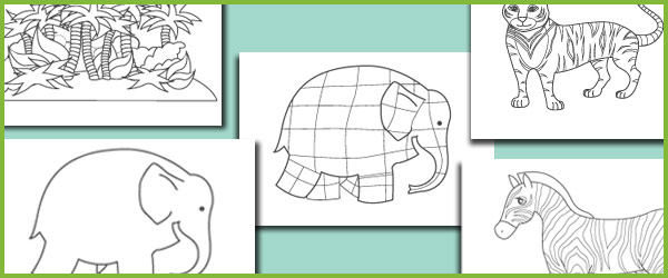 early learning resources elmer the elephant colouring sheets