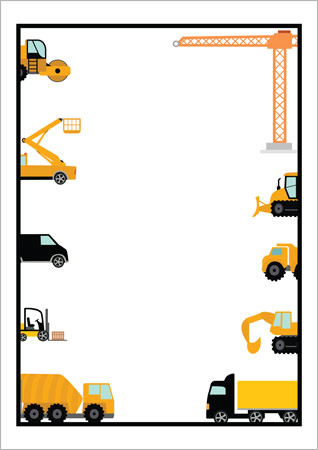 Early Learning Resources Editable Construction Vehicles Notepaper