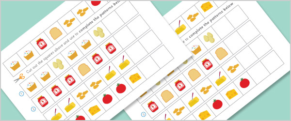 Early Learning Resources Food Worksheets – Complete The Pattern / Sequence