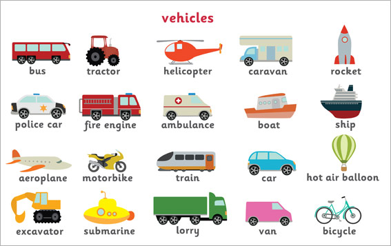 Early Learning Resources Vehicle A4 Word Mat