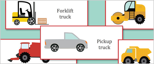 Early Learning Resources Work Vehicles Topic Cards